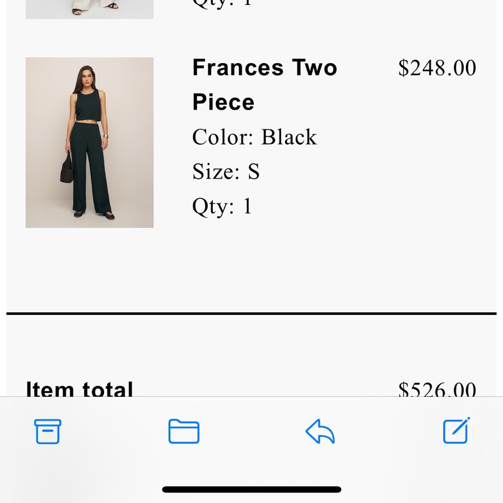 Reformation Frances two piece black. new
